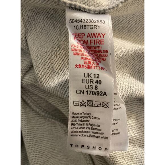 TOPSHOP Streetwear Long Sleeve Sweatshirt Hoodie Mini Dress Sz 8 in Grey NWT - Picture 6 of 7
